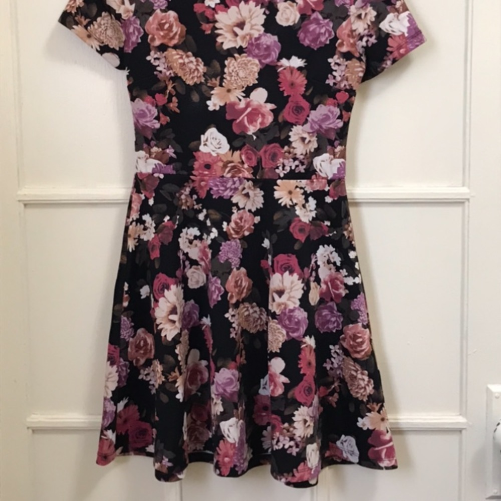Black and pink floral dress
